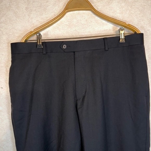 Egara Slim Fit 100% Wool Flat Front Dress Pants Men's W38xL31 Black - Picture 2 of 8